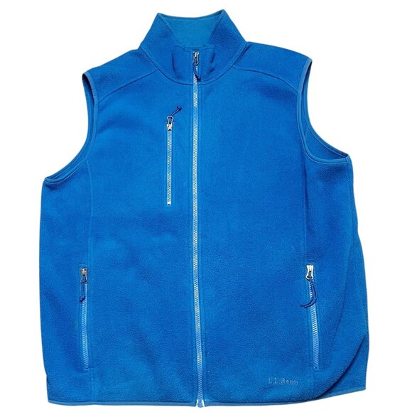 L.L. Bean Fleece Vest Mens Size L Blue Full Zip Gorpecore Utility - Picture 1 of 4
